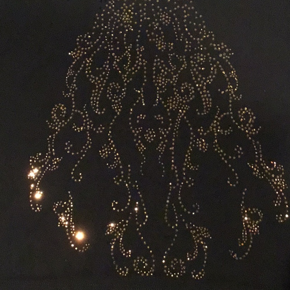 OLSEN Europe Black Crystal Peacock Embellished Blouse Sheer Sleeve M - Picture 8 of 16